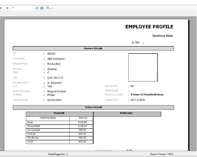 best HR report format_employee_profile
